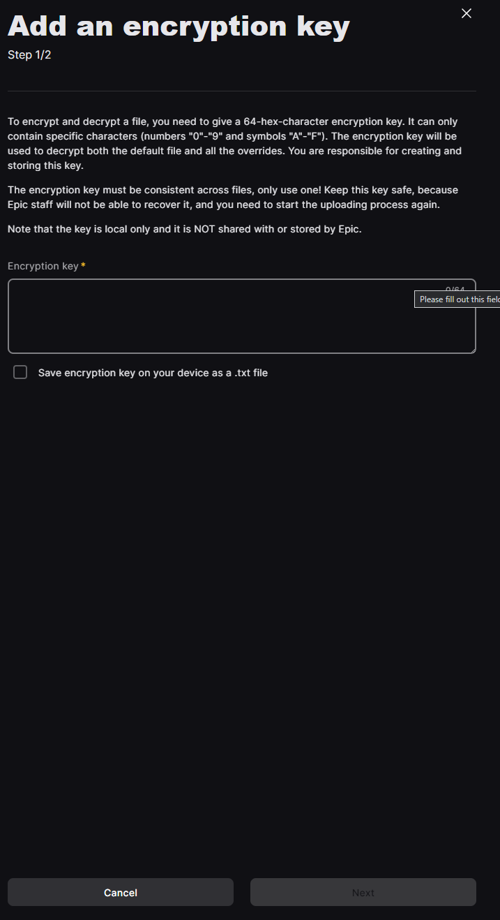 Player Encryption Key